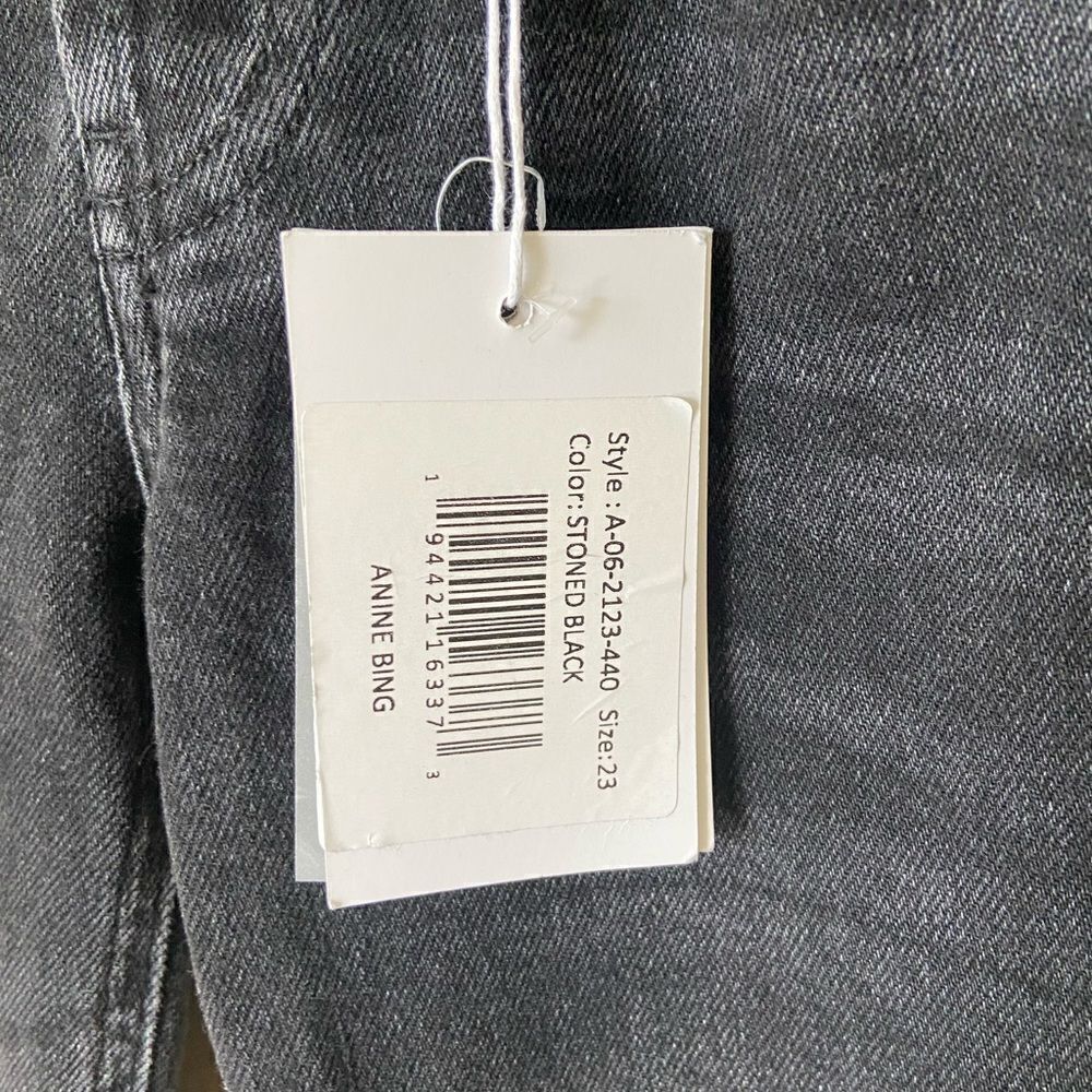 NWT Anine Bing Tristen Skinny Black Jeans Stoned Flare Mid Rise Size 23 - Picture 10 of 12